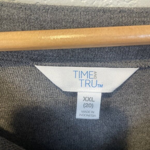 Time & Tru Dress Women’s Size XXL Gray Long Sleeve Pullover MIDI NWT Belt - Picture 6 of 8